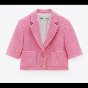 Pink tweed zara blazer size M